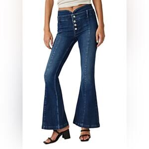 Free People We The Free After Dark Button Fly Wide Leg Jeans size 32